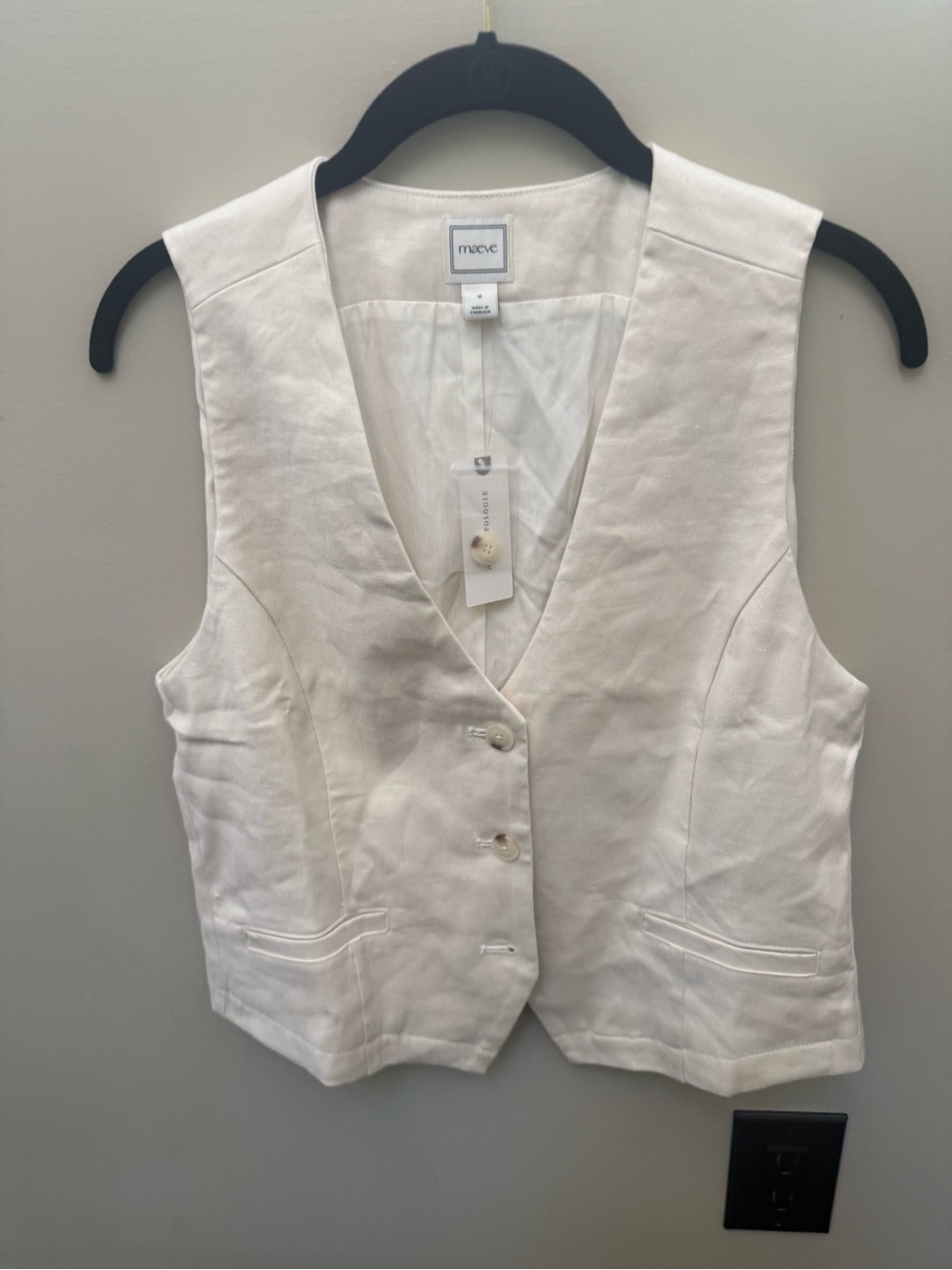 Maeve Cream Button-Front Vest